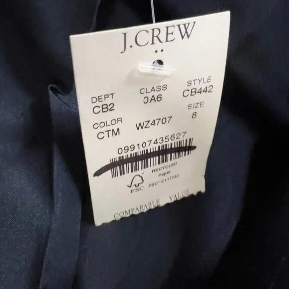 J.Crew Womens $228 One Button Blazer in Pinstripe Navy Size 8 CB442